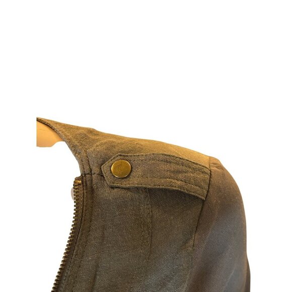 Olive Green Women's Y2K Trendy Mini Long Sleeve V-Neck Dress W/Front Pockets - Picture 12 of 13